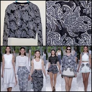 BALENCIAGA Runway Women Neoprene Lace Floral Pullover Rare Jacket Sweater S